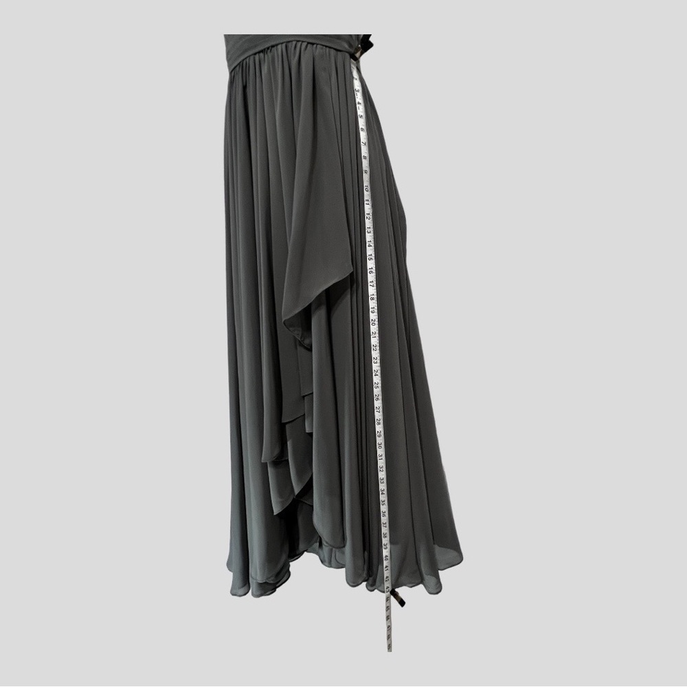 JJ’s House Formal Flowing Strapless Prom Gown Dark Gray, Size 5 - Picture 5 of 8
